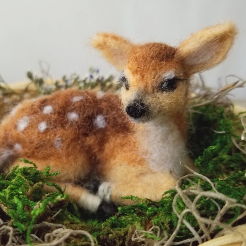 Miniature Needle Felted Fawn Made to Order image 6