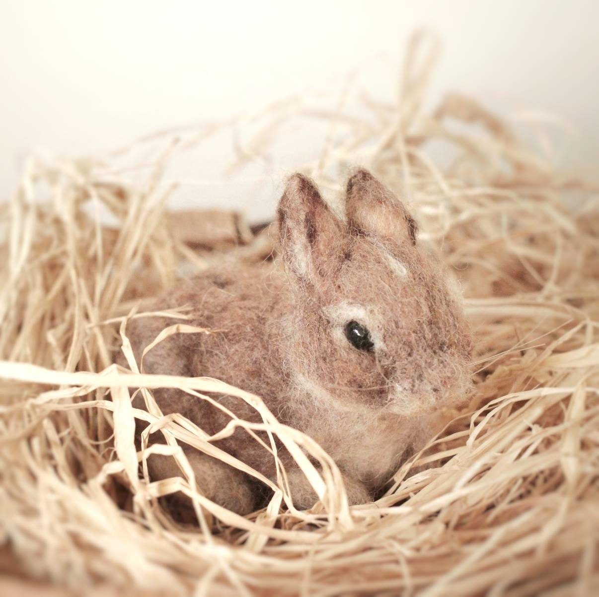 Needle Felt Bunny, Cottontail Rabbit made from wool