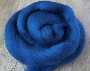 2oz Blueberry Merino Wool Roving, Needle Felting Wool, Navy Blue Merino Top, Wool for Needle Felting