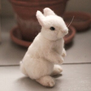 Needle felted White Rabbit Made to Order image 2