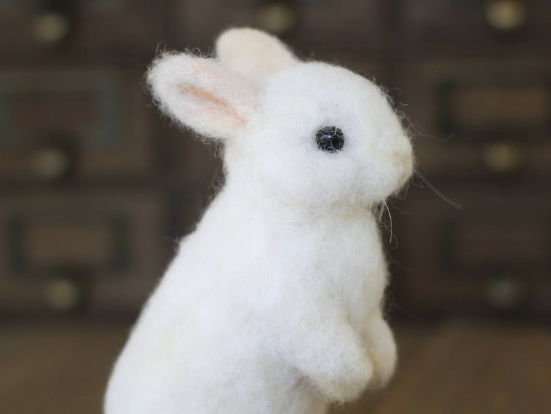 Needle felted White Rabbit Made to Order image 3