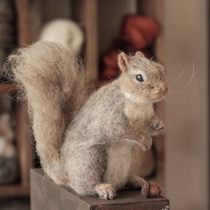 Needle felted Gray Squirrel, Needle Felted Animals Made to Order image 1