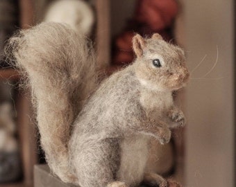 Needle felted Gray Squirrel, Needle Felted Animals - Made to Order