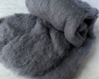 Matelas mérinos à fibres courtes gris graphite, 1 oz, laine, feutrage humide, laine à feutrer