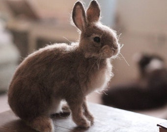 Needle Felted Eastern Cottontail Rabbit - Made to Order