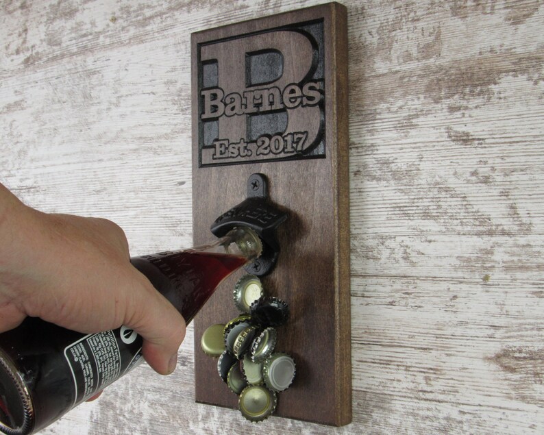 Personalized Bottle Opener - Family Last Name Sign - Custom Wall Opener - Best Man Gift - Wedding Gift - Housewarming Gift - Groomsmen Gift 