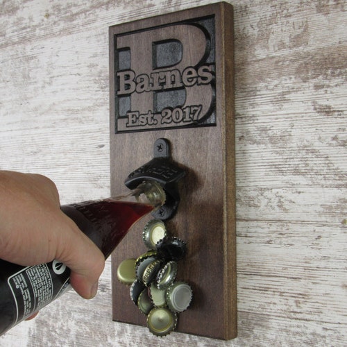 Personalized Bottle Opener, Magnetic Cap Catch, Christmas Gift, Wedding Gift, Groomsmen Gift, Man Cave, Groomsman