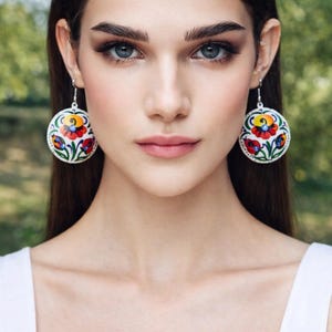 colorful earrings Multicolored Handmade jewelry painting, wooden earrings gift for her valentines day Gift wife, boho rainbow jewelry women