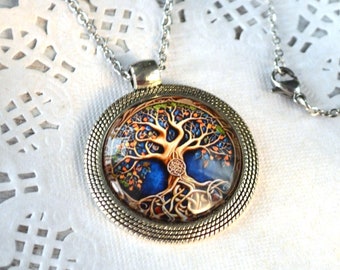 tree of life pendant necklace glass jewelry Celtic woodland gift for women birthday gift for her, jewelry nature botanical jewelry Occult