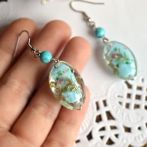 orecchini blu gioielli in vetro di murano orecchini in vetro fatti a mano orecchini estivi orecchini pendenti idee regalo per donne gioielli per donne orecchini