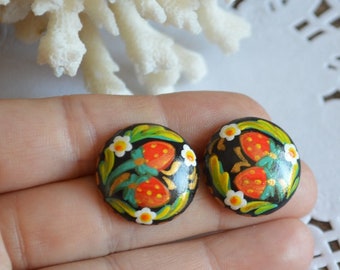 stud earrings Paint jewelry Handmade colorful earrings wooden Boho earrings bridesmaids gifts idea for her bright earings flowers jewelry