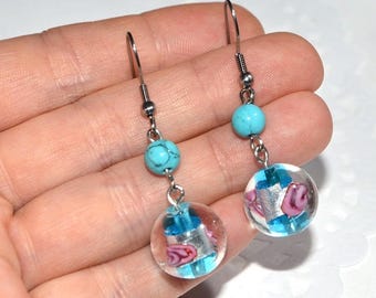 murano glass jewelry blue earrings handmade glass earrings summer earrings dangle drop earrings womens gift ideas jewelry for women earrings