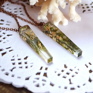 green forest moss pendant resin jewelry elegant necklace bridesmaids, Daughter Gift for her wife gift for nature lover girlfriend gift boho