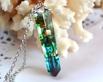 crystal Necklace Terrarium green forest moss woodland jewelry friendship pendant bridesmaid, daughter Mother's Day gift mom, girl gift her