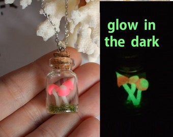 glow in the dark pendant necklace mushroom glowing jewelry birthday gift for girl, gift for daughter, gift for teen gifts girls jewelry boho