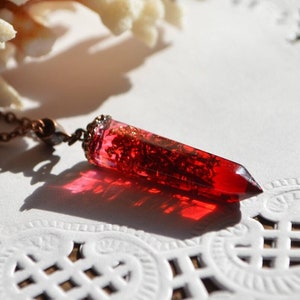 red crystal jewelry pendant nature necklace resin necklace bridesmaid gift for women jewelry, gift nature christmas gift for mom mother gift