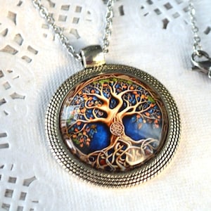 tree of life pendant necklace glass jewelry Celtic woodland gift for women birthday gift for her, jewelry nature botanical jewelry Occult
