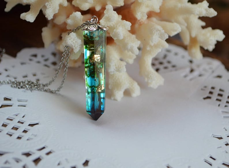 crystal Necklace Terrarium green forest moss woodland jewelry friendship pendant bridesmaid, daughter Mother's Day gift mom, girl gift her image 6