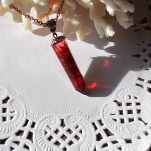 red crystal jewelry pendant nature necklace resin necklace bridesmaid gift for women jewelry, gift nature christmas gift for mom mother gift image 8