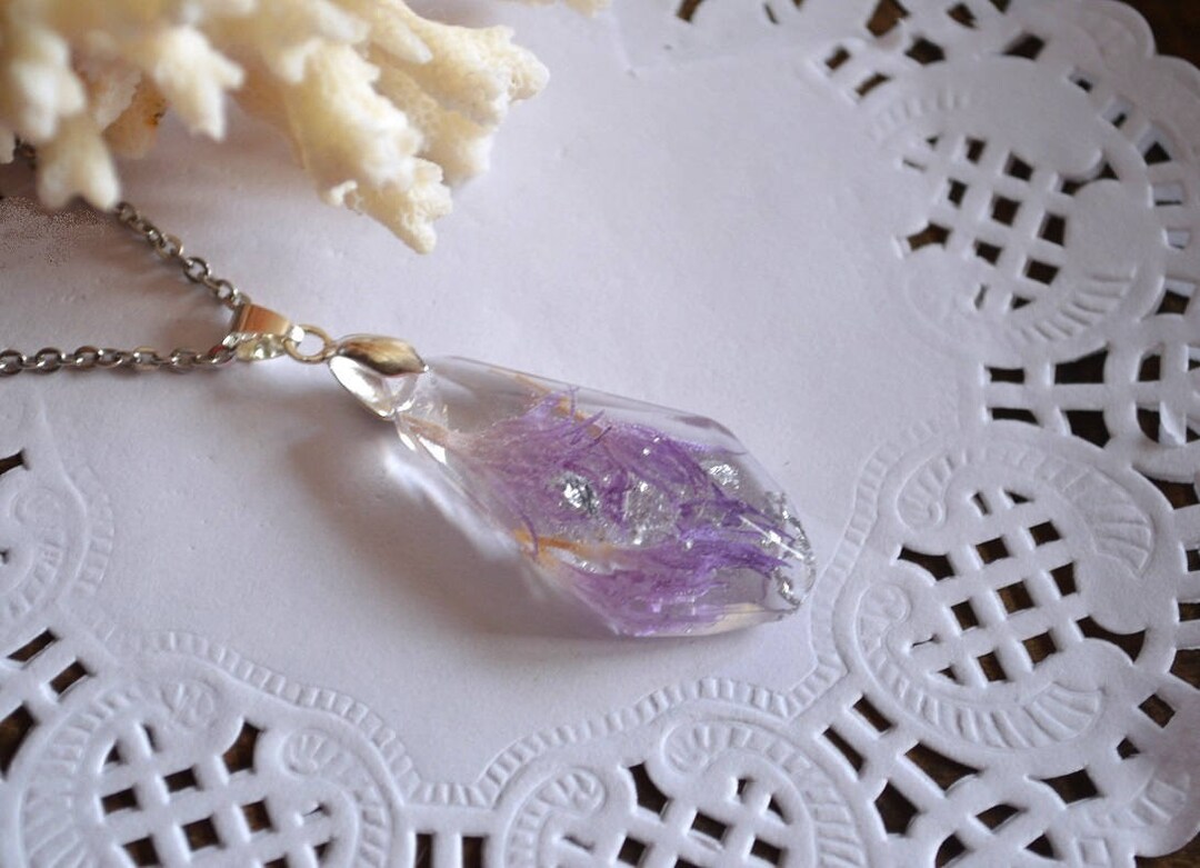Purple Flowers Resin Jewelry Christmas Gift for Women, Gift for Her