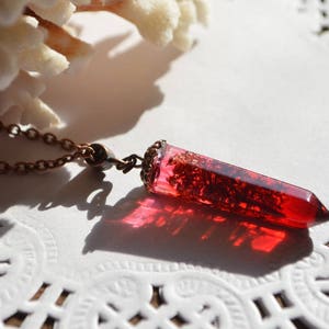 red crystal jewelry pendant nature necklace resin necklace bridesmaid gift for women jewelry, gift nature christmas gift for mom mother gift image 7