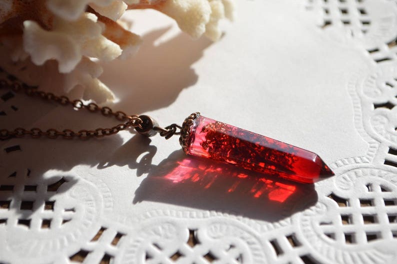 red crystal jewelry pendant nature necklace resin necklace bridesmaid gift for women jewelry, gift nature christmas gift for mom mother gift image 7