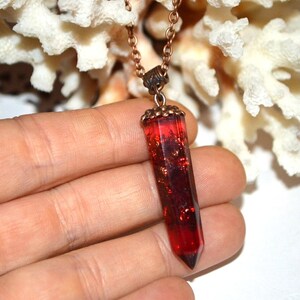 red crystal jewelry pendant nature necklace resin necklace bridesmaid gift for women jewelry, gift nature christmas gift for mom mother gift image 10