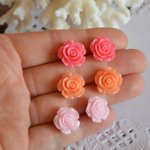 tiny stud rose post flower jewelry for girl christmas present xmas gift for her small stud earrings, baby pink rose Jewelry lover gift idea