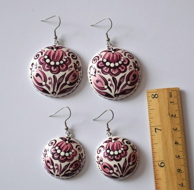 Boho Earrings Wine Colored Eggplant Flowers Jewelry Mother Etsy