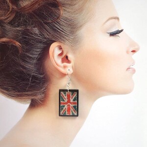 British flag jewelry sets union jack flag earrings vintage jewelry british party uk flag united kingdom patriotic jewelry red white and blue image 3