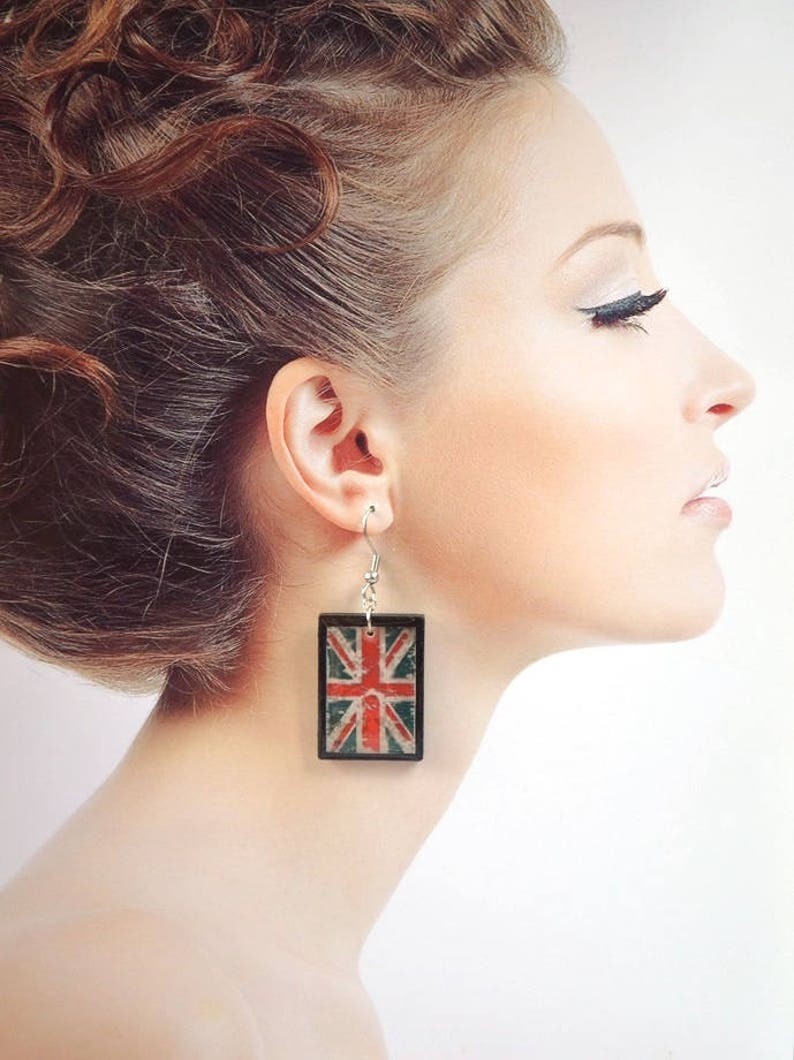 British flag jewelry sets union jack flag earrings vintage Etsy
