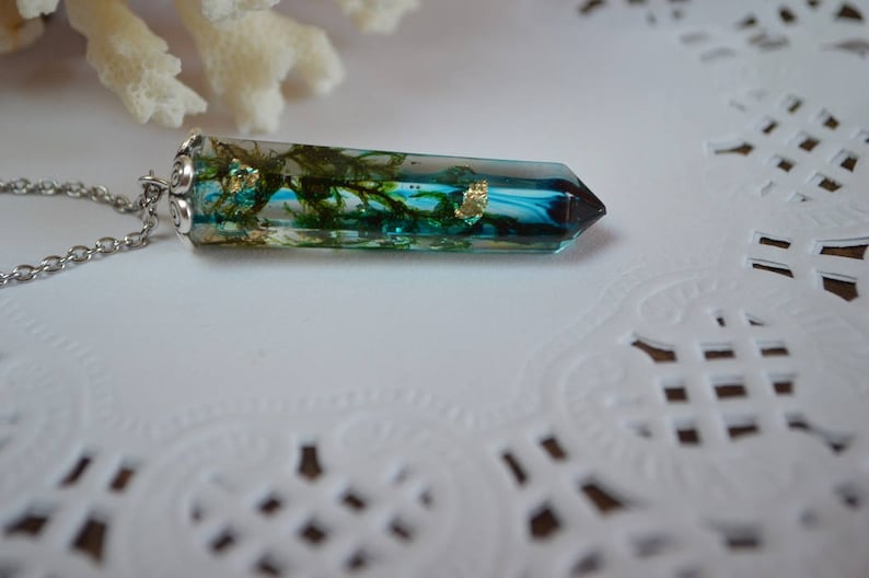 crystal Necklace Terrarium green forest moss woodland jewelry friendship pendant bridesmaid, daughter Mother's Day gift mom, girl gift her image 10