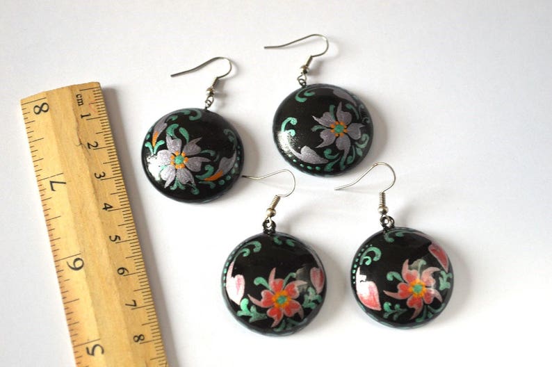 black earrings holiday gift for her mother gift for women romantic Jewelry boho style chic jewelry classic jewelry romantic Jewelry floral