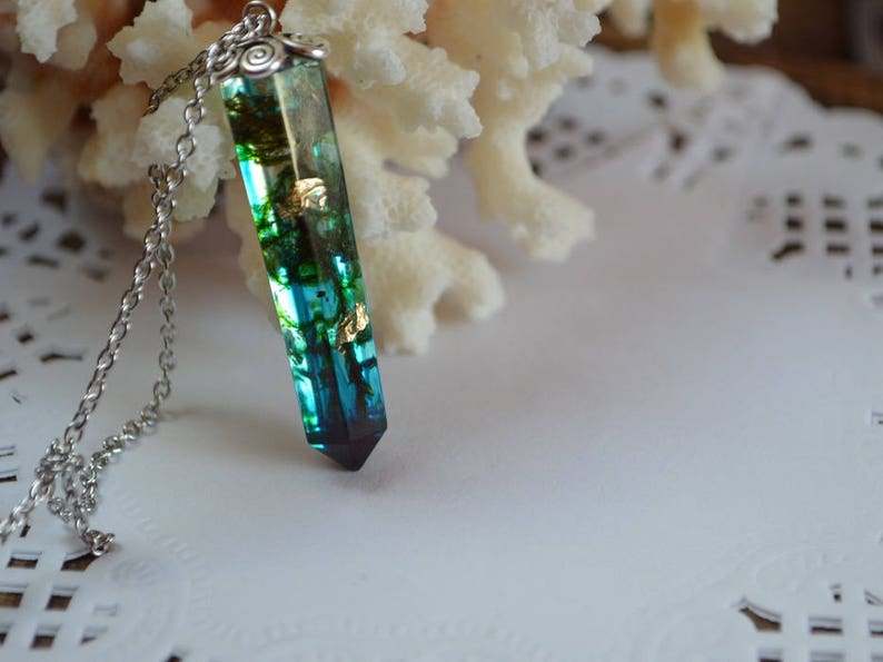 crystal Necklace Terrarium green forest moss woodland jewelry friendship pendant bridesmaid, daughter Mother's Day gift mom, girl gift her image 8