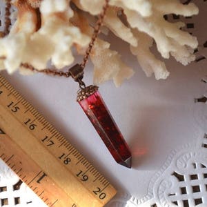 red crystal jewelry pendant nature necklace resin necklace bridesmaid gift for women jewelry, gift nature christmas gift for mom mother gift image 5