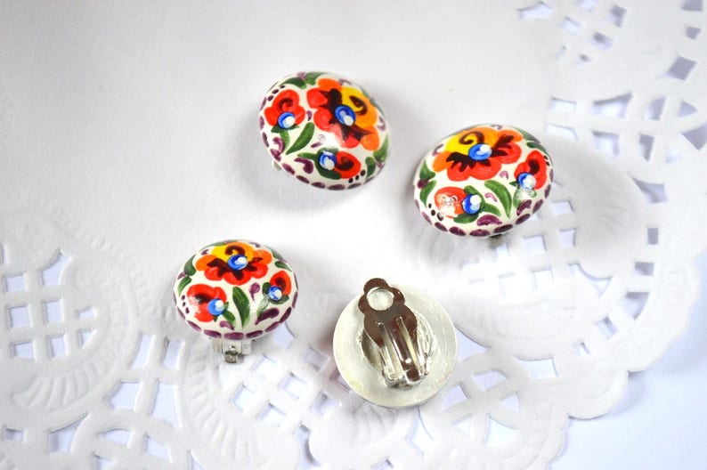 rainbow earrings hippie jewelry non pierced Clip On Earrings bright, art jewelry for gift idea, clips boho jewelry mother daughter gift cute image 4