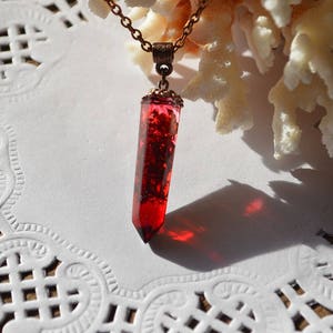 red crystal jewelry pendant nature necklace resin necklace bridesmaid gift for women jewelry, gift nature christmas gift for mom mother gift image 6