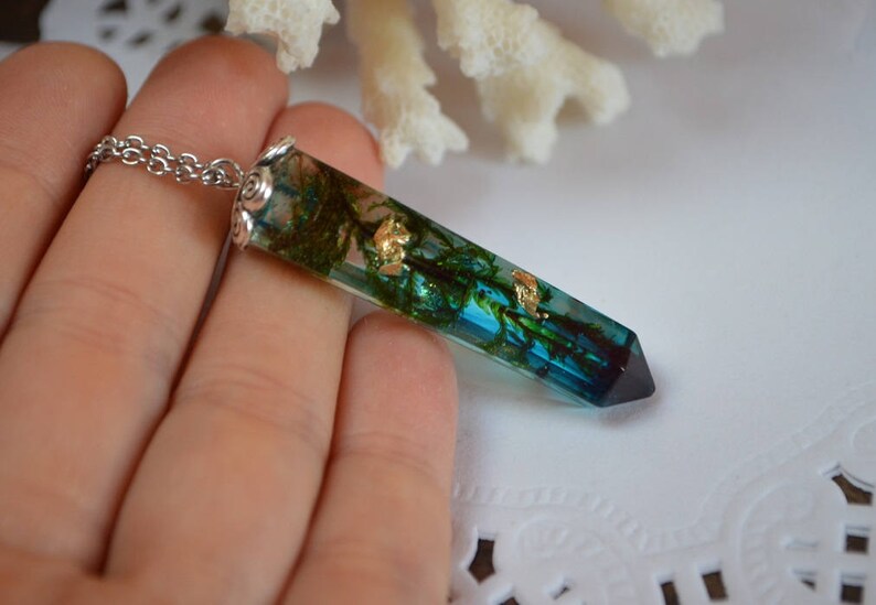 crystal Necklace Terrarium green forest moss woodland jewelry friendship pendant bridesmaid, daughter Mother's Day gift mom, girl gift her image 9