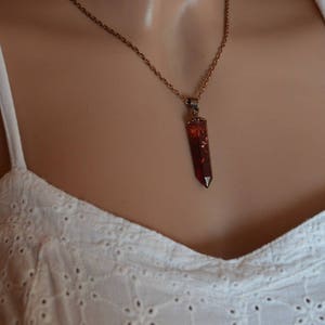 red crystal jewelry pendant nature necklace resin necklace bridesmaid gift for women jewelry, gift nature christmas gift for mom mother gift image 3