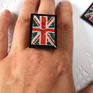 British flag jewelry sets union jack flag earrings vintage jewelry british party uk flag united kingdom patriotic jewelry red white and blue image 5