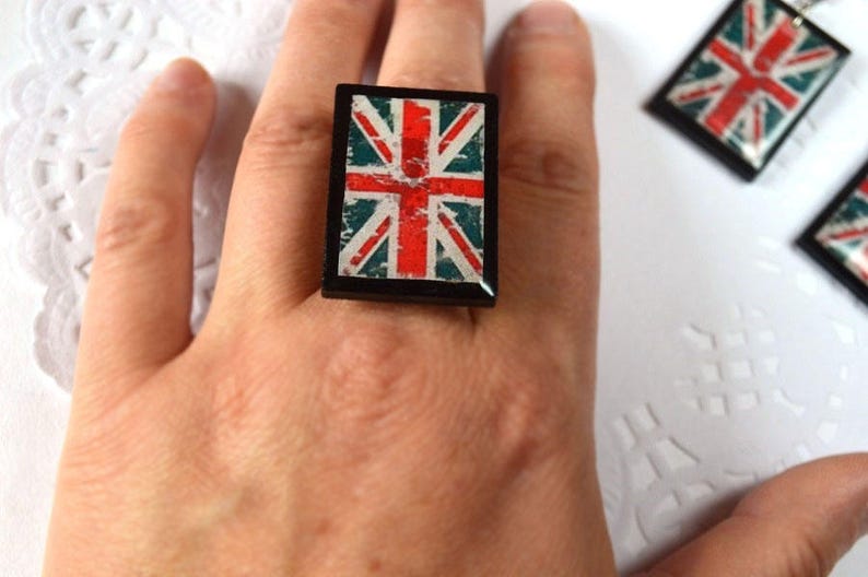 British flag jewelry sets union jack flag earrings vintage jewelry british party uk flag united kingdom patriotic jewelry red white and blue image 5