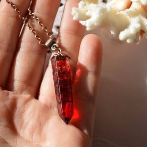 red crystal jewelry pendant nature necklace resin necklace bridesmaid gift for women jewelry, gift nature christmas gift for mom mother gift image 2