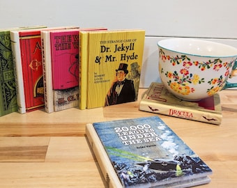 Classic SciFi Novels Reclaimed Wood Book Coaster Set - Unique gift for a Bookworm! Fast Free Shipping