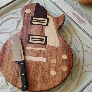 LP Guitar Shaped Cutting Board FREE SHIPPING, Custom Inlay Cutting Board, Musician, Guitarist, Music image 1