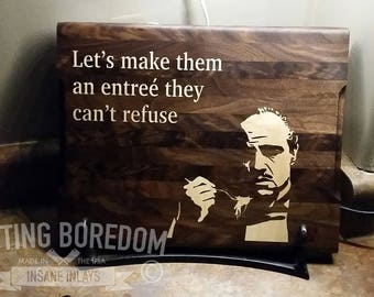 11x14x1" Godfather Cutting Board. Lets make them an entree they can't refuse. High Quality Cutting Board. Gift for Movie fan