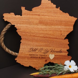 Personalized Country shaped Cutting board, LARGE chopping block, personalized serving platter, France, Wedding Gift, Gift, anniversary