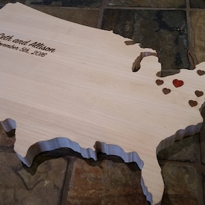 Personalized STATE or COUNTRY shaped Cutting board, LARGE chopping block, personalized serving platter, Wedding Gift, Gift, anniversary