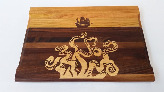 Davey Jones Locker Cutting Board, Amazing Cutting Board, Gift Idea, Ocean,  Pirate, Kraken, Mythical Creatures, Inlay Cutting Board 