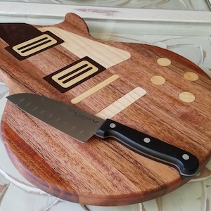 LP Guitar Shaped Cutting Board FREE SHIPPING, Custom Inlay Cutting Board, Musician, Guitarist, Music image 7