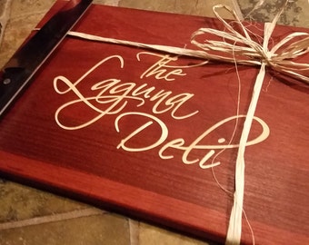 Custom monogram inlay cutting boards for weddings or gifts